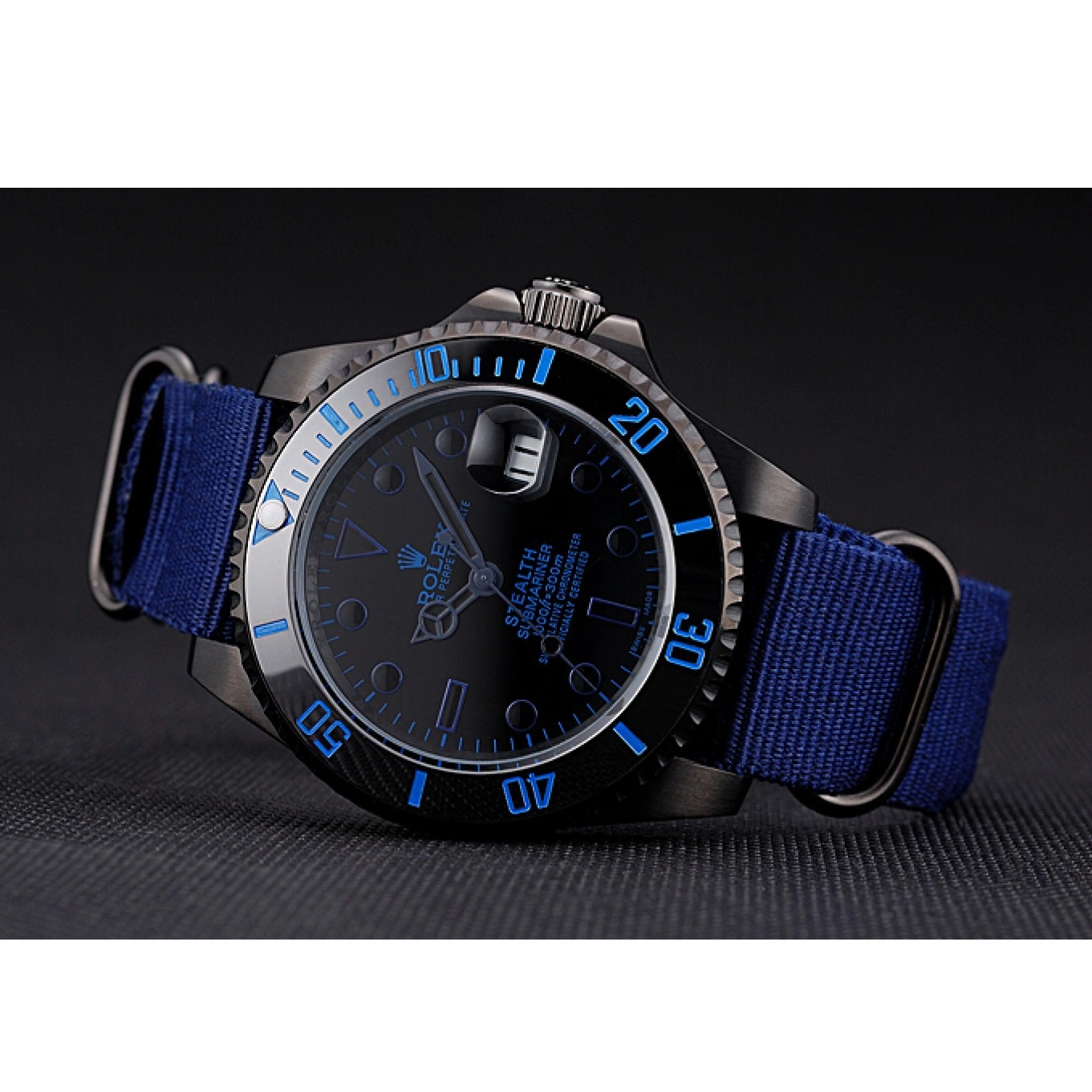 AAA replica watch Strap Nylon Rolex Submariner Stealth 622008 Blue 0713